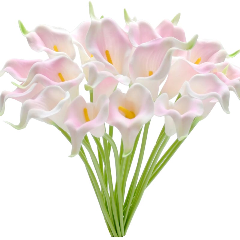 Mandy's PU Light Pink Calla Lily Artificial Flowers 20 Stems 13.5in Faux Realistic Centerpiece for Valentine's Day and New Year Decorations DIY Bridal Bouquet Home DÃ©cor - Image 1